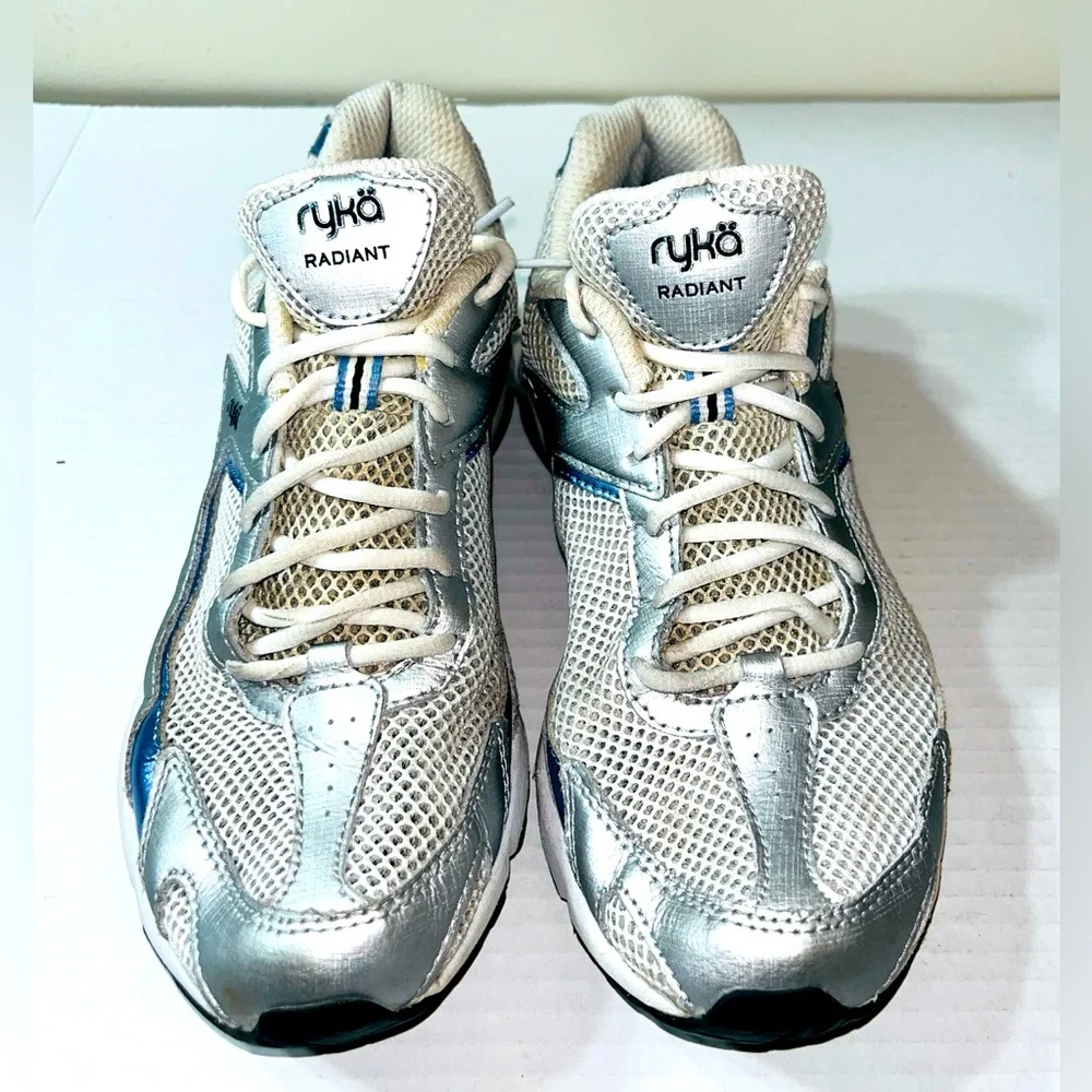 Ryka Radiant Sneakers Women’s 7.5 White Silver Running Shoes‎ Comfort Walking